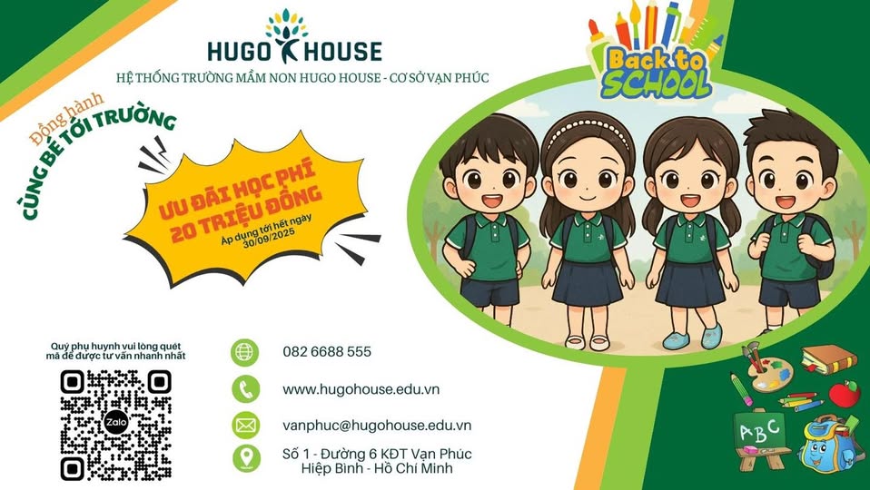 Đồng hành cùng con yêu trong năm học mới - Hugo House cơ sở Vạn Phúc